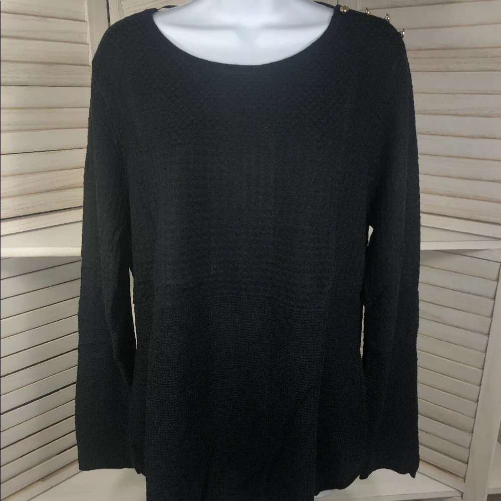 CHARTER CLUB MIX-STITCH BUTTON SHOULDER BLACK XL